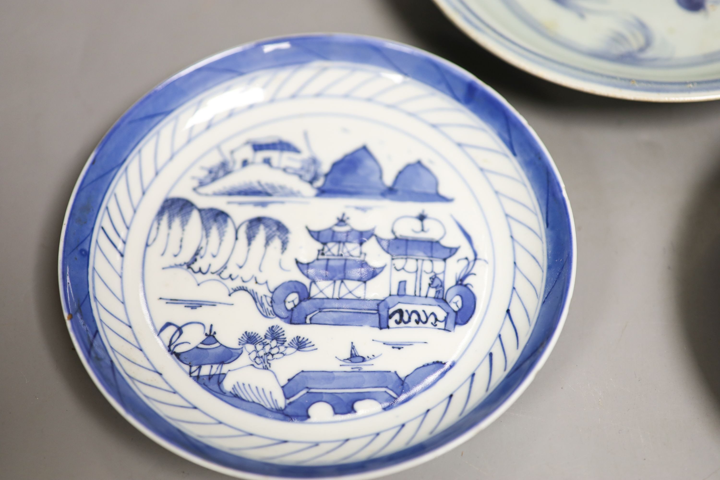 Three Chinese Blue and white dishes, Qing dynasty